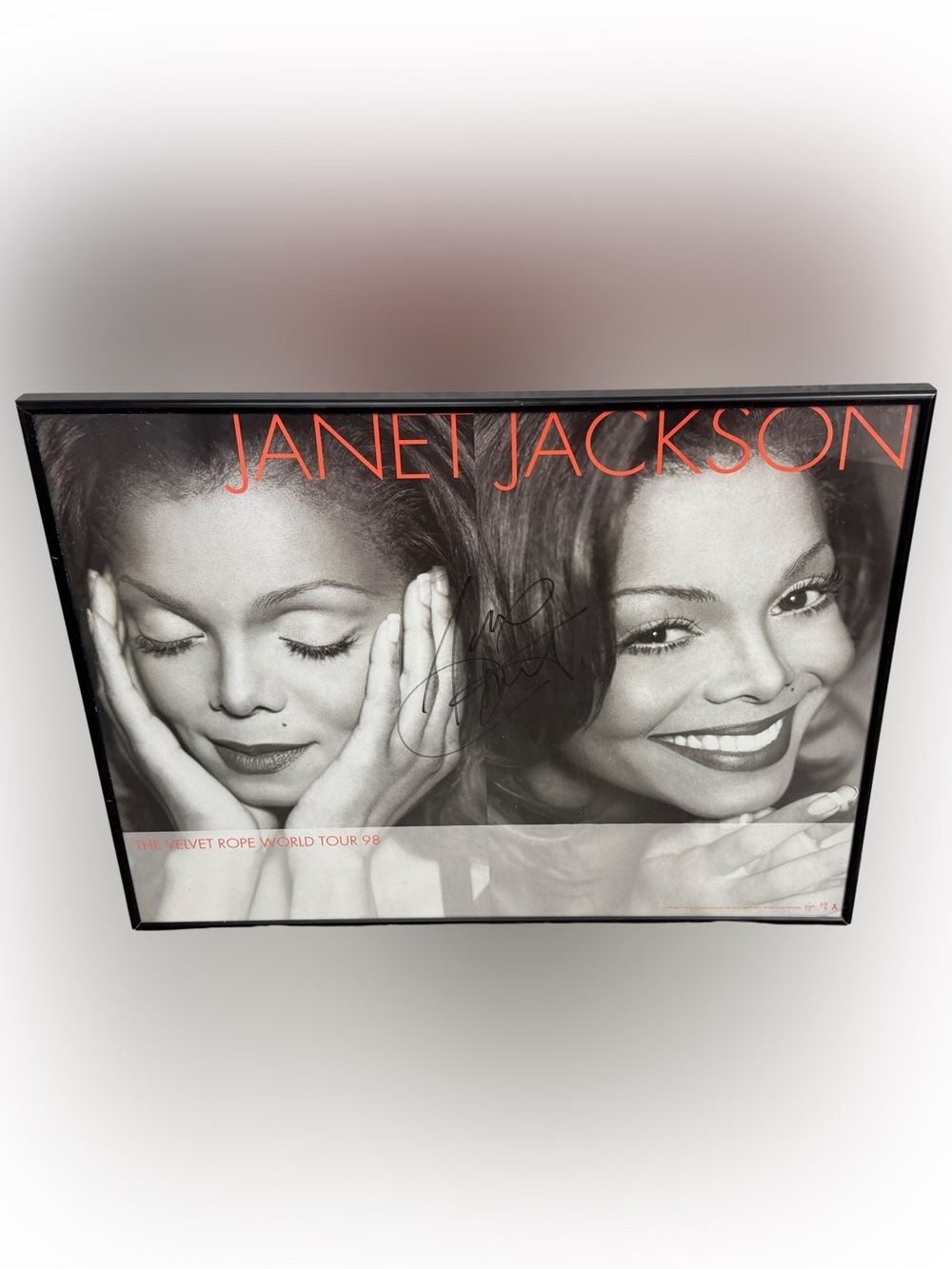 Vintage Janet Jackson Autograph Velvet Rope Tour 1998 Promo Poster 18x24 RARE 🔥🔥